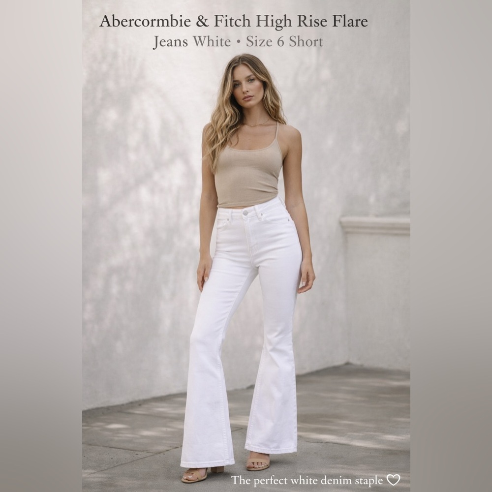 Abercrombie & Fitch White High-Rise Flare Jeans